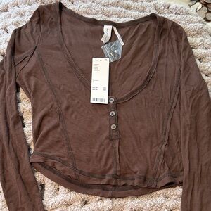 Urban Outfitters Chocolate Brown Long Sleeve Top